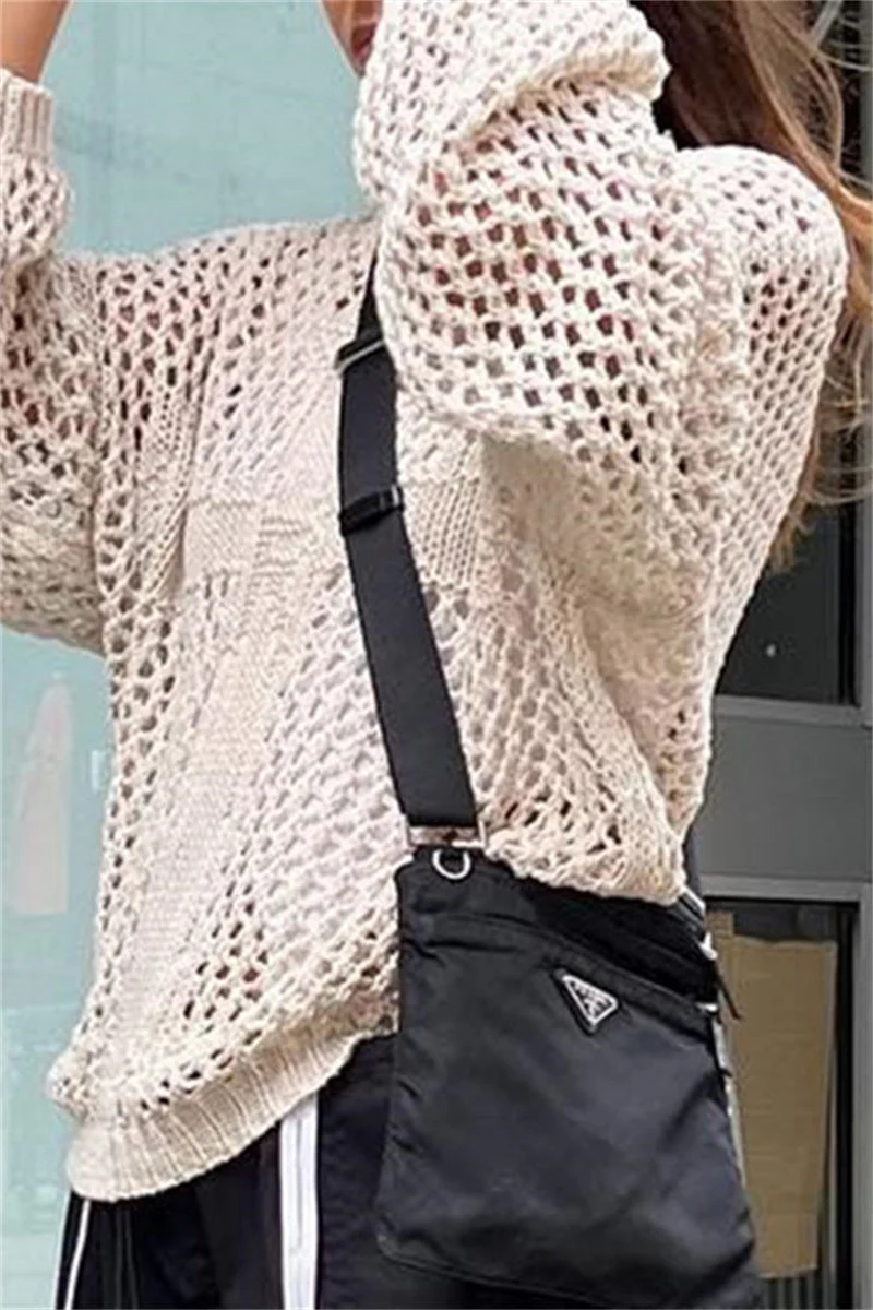 Irati | Casual solid color hollow out O-neck tops - Image 7