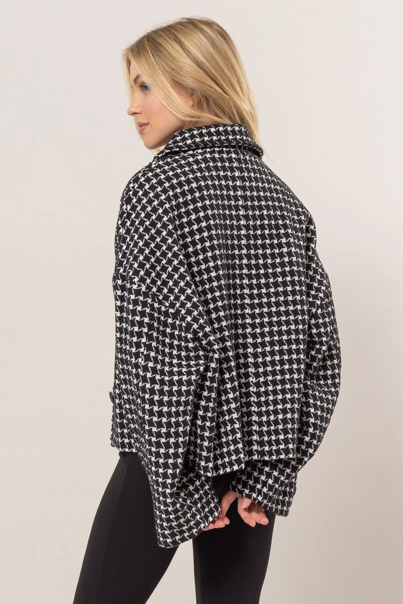 Irene | Check tweed jacket with button placket and collar - Image 2