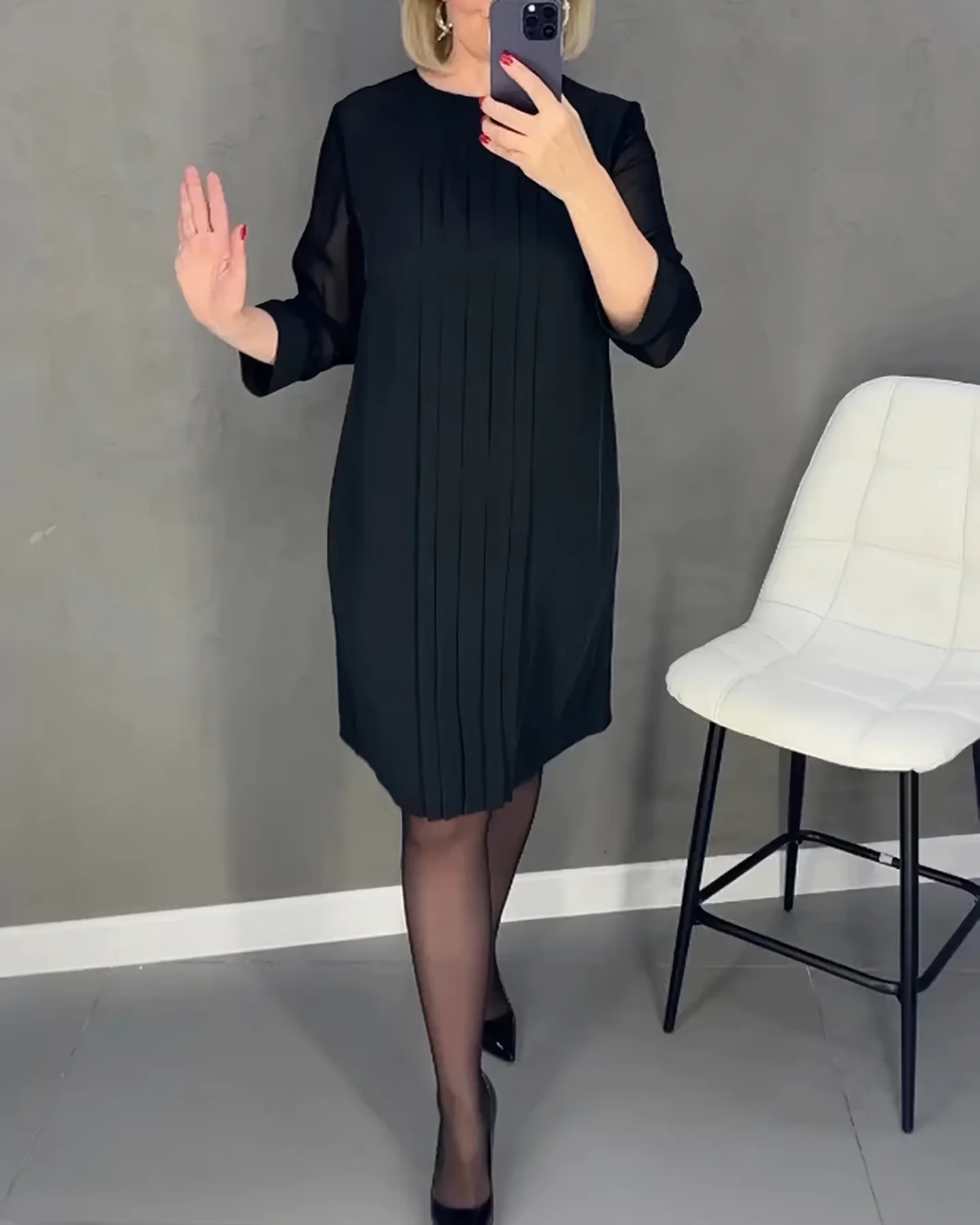 Irene® | Elegant Dress With Mesh Sleeves - Image 2