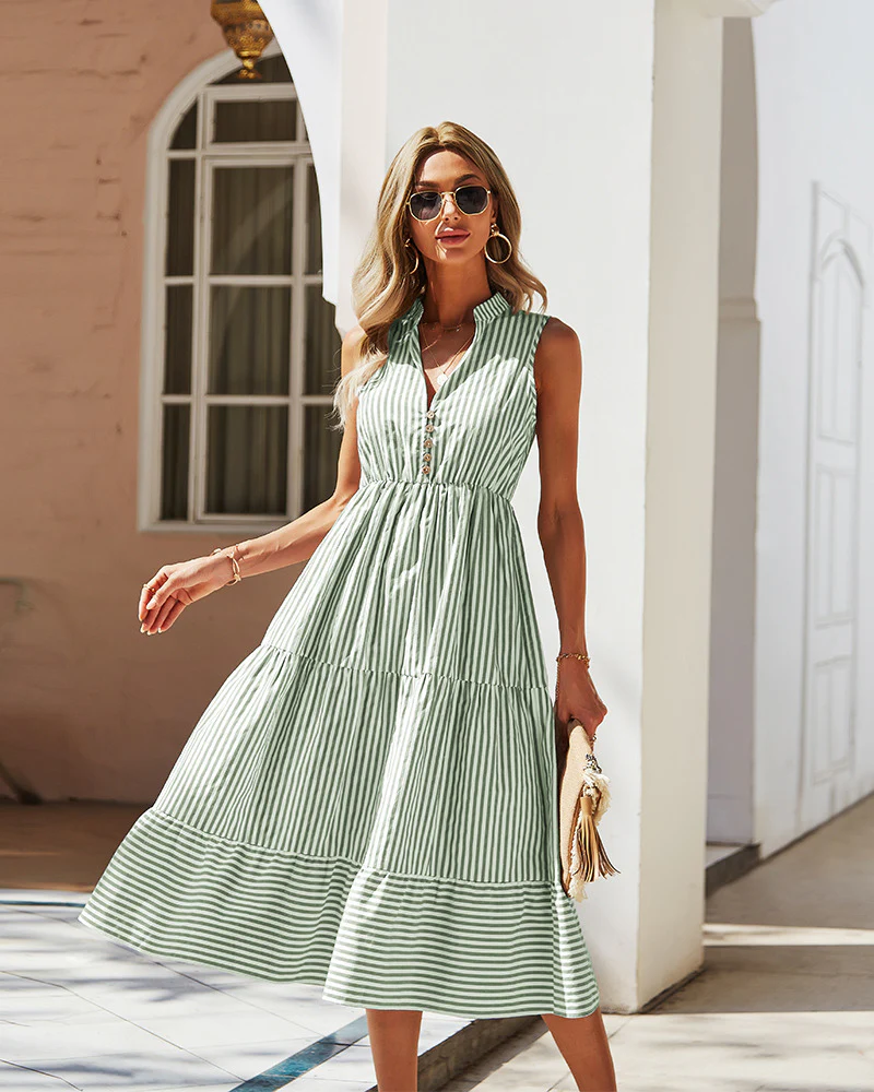 Irene® | Striped midi dress for women - Image 5