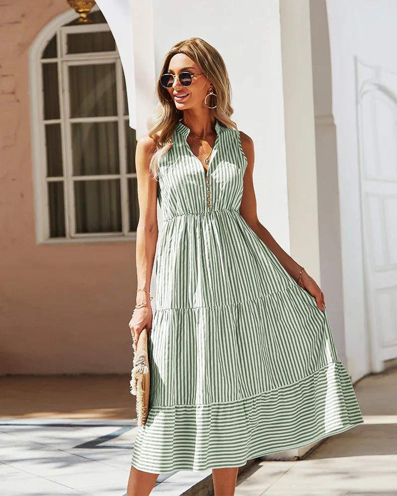 Irene® | Striped midi dress for women - Image 6