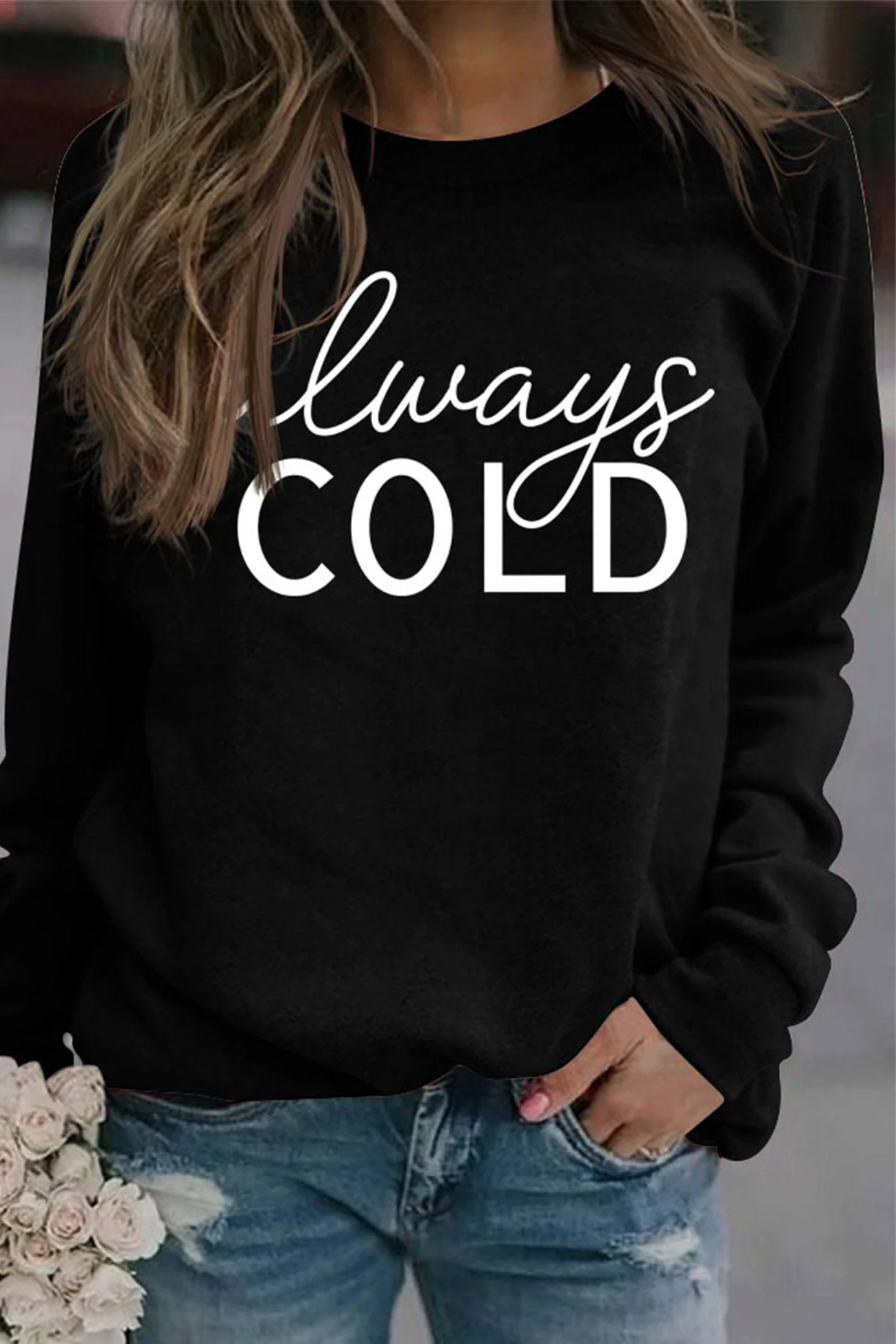 Irene | Sweatshirt with “Always Cold” print. - Image 3