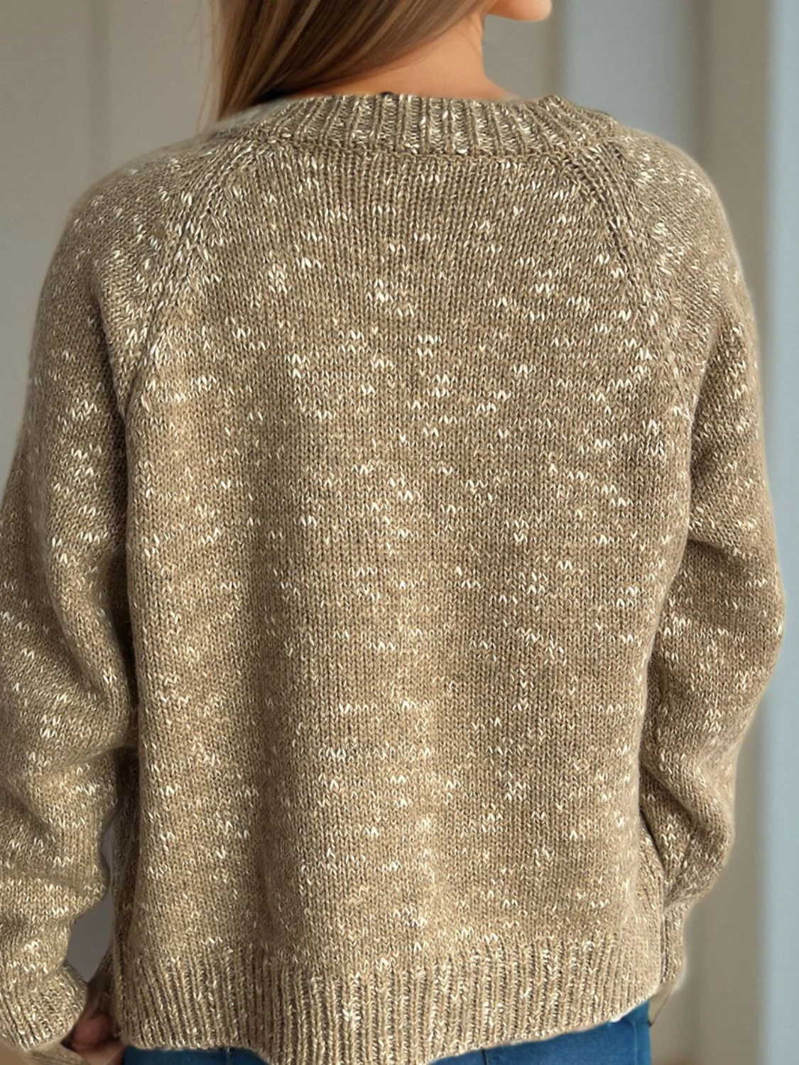 Irina | Mottled long-sleeved cardigan with button placket - Image 4