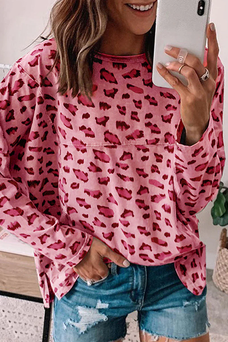 Iris | Casual leopard print O-neck tops - Image 2