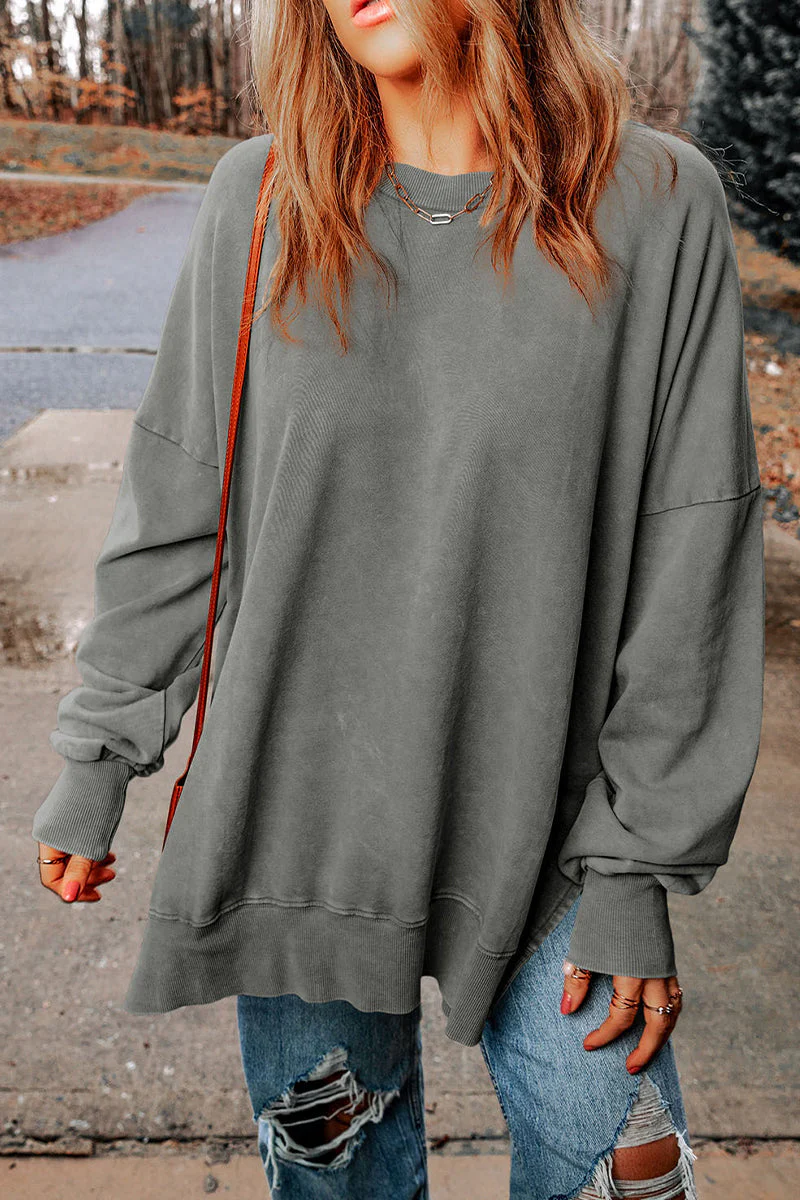 Irma | Daily simple solid tops with slit and O-neck - Image 4