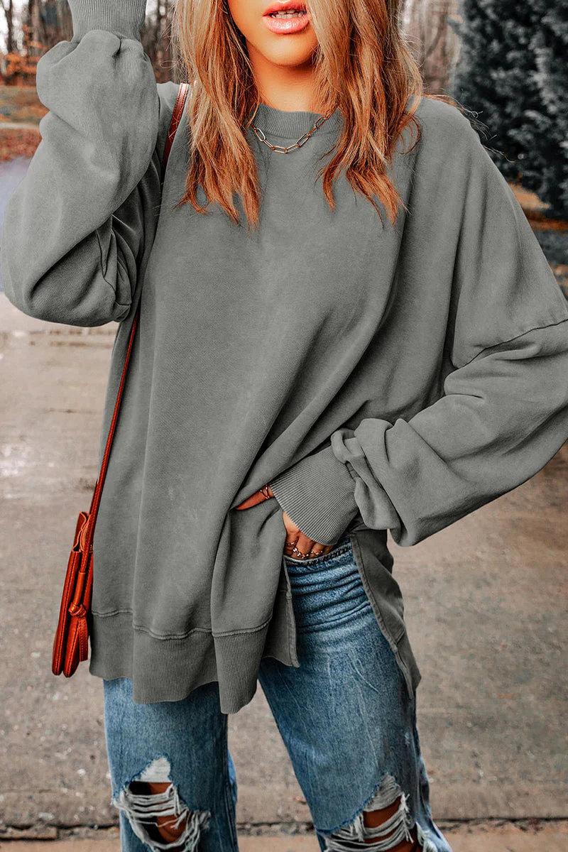 Irma | Daily simple solid tops with slit and O-neck - Image 5