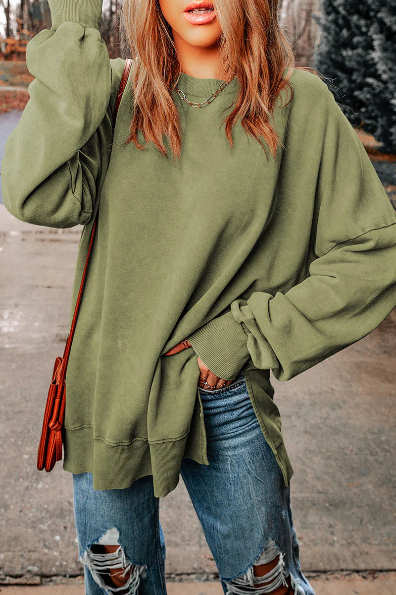 Irma | Daily simple solid tops with slit and O-neck - Image 8
