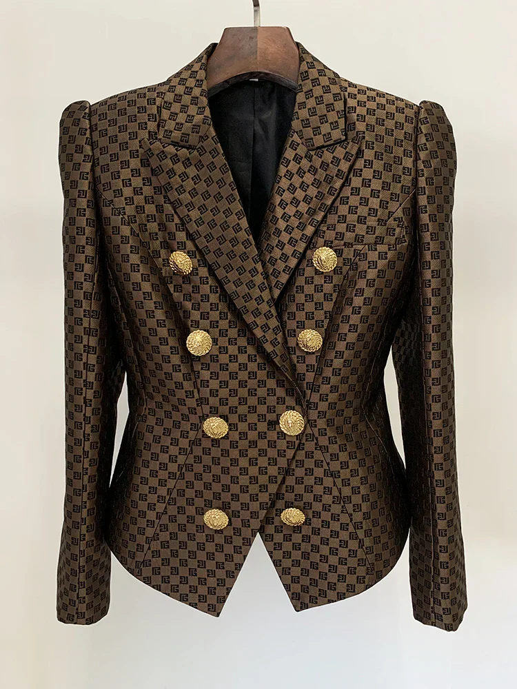 Irma® | Double-breasted monogram jacquard blazer