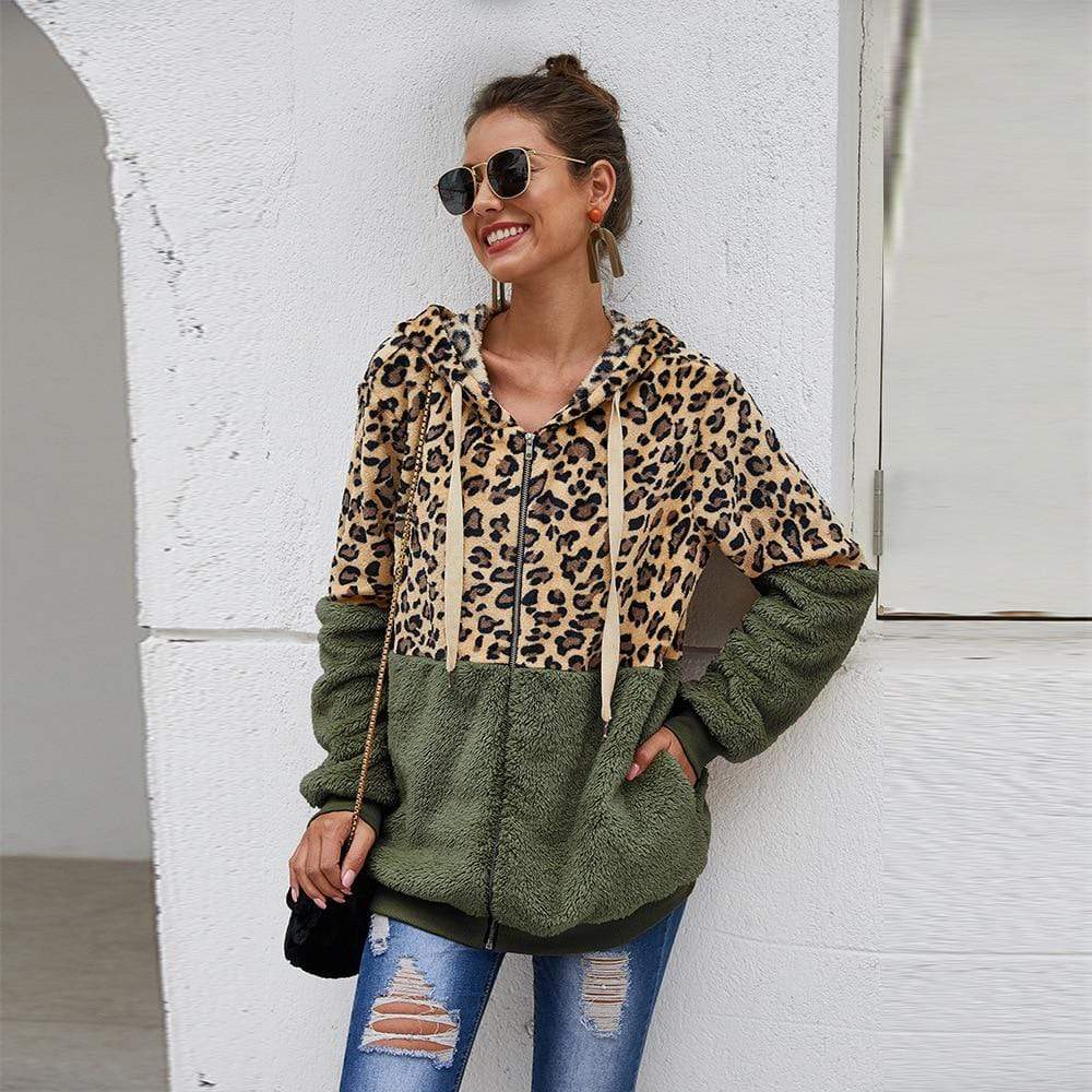 Isabel | Women's autumn sweatshirt with leopard hoodie - Image 2