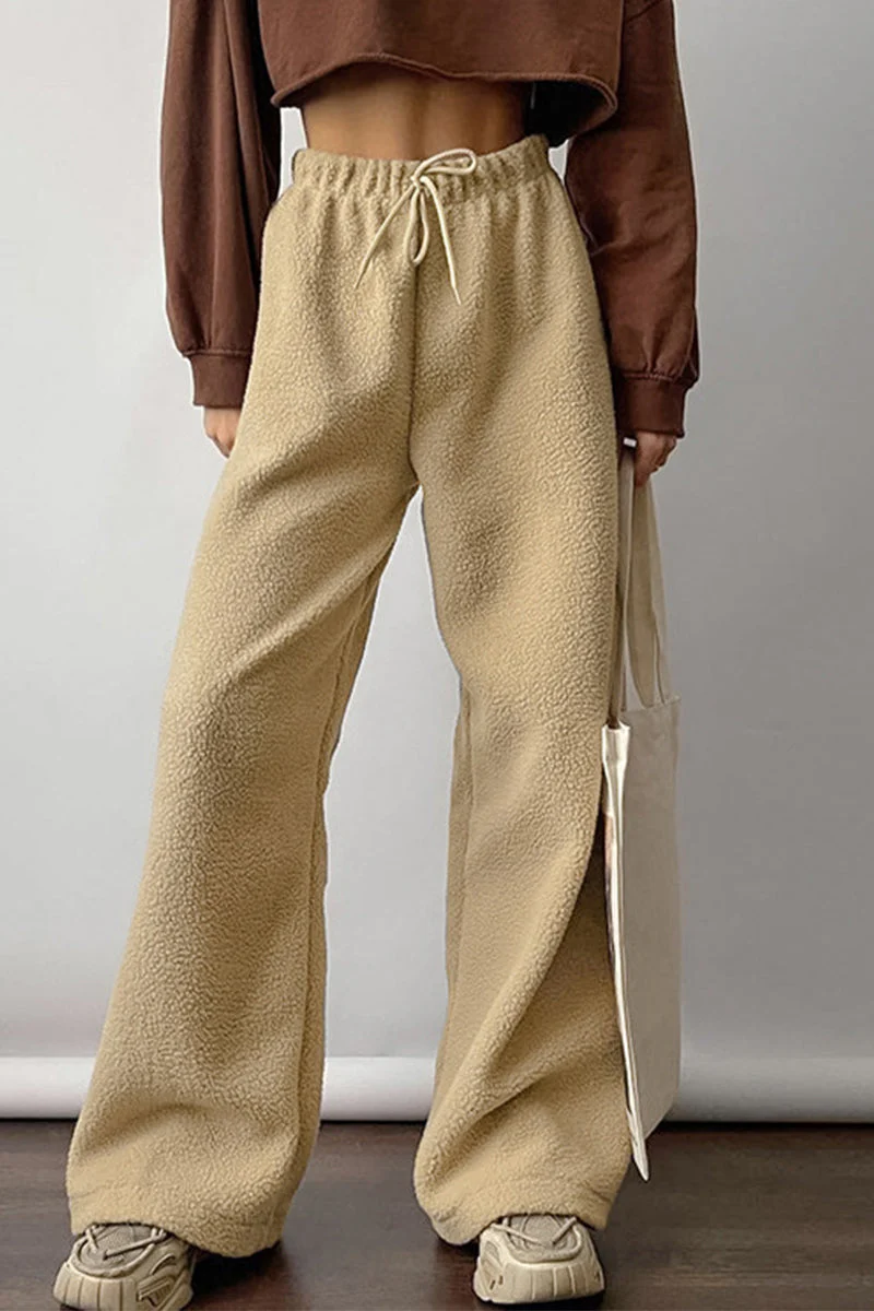Isabella | Casual street pocket lace-up pants, fluffy, loose, high waist, wide leg - Image 4
