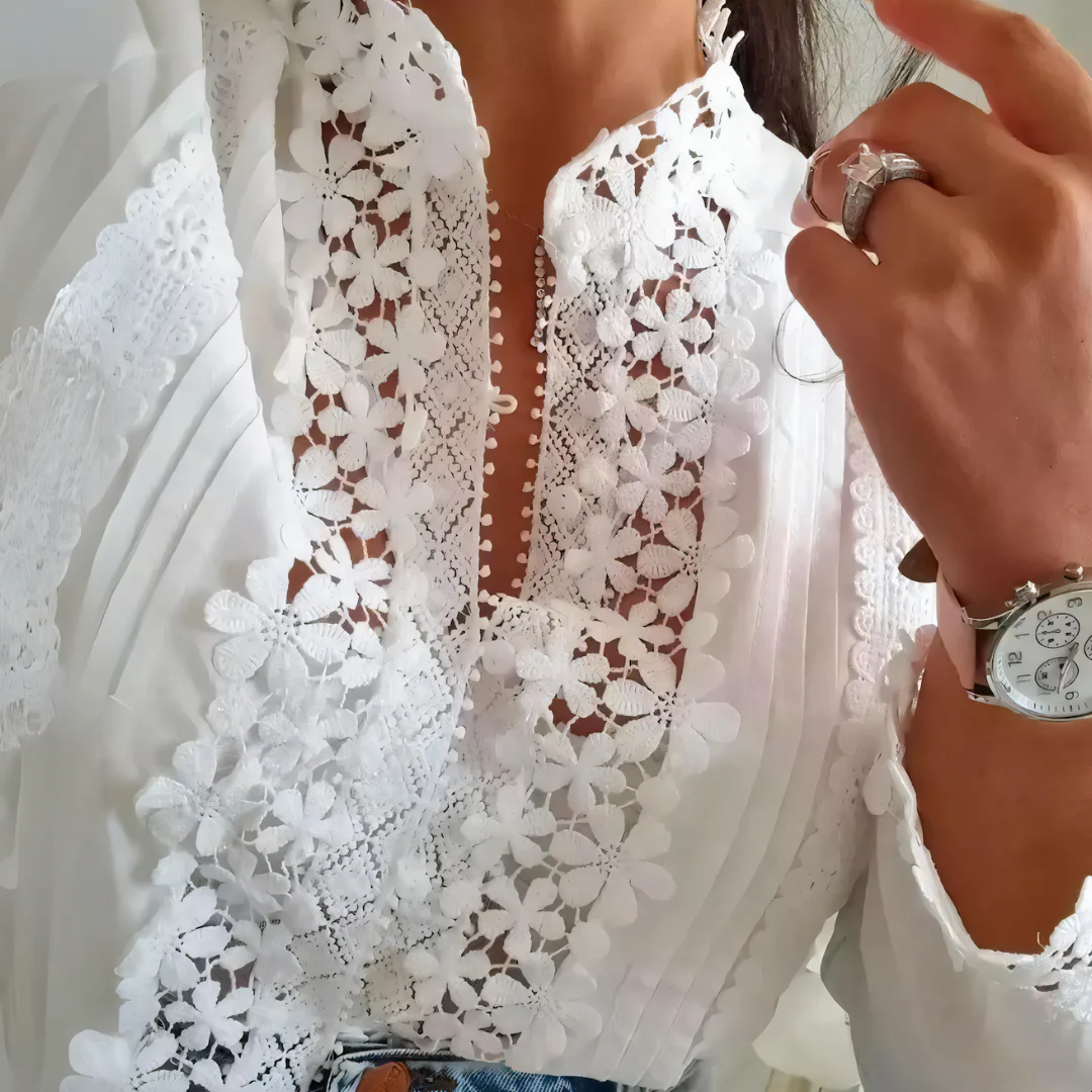 Isabelle® | Floral Blouse With Lace Pattern