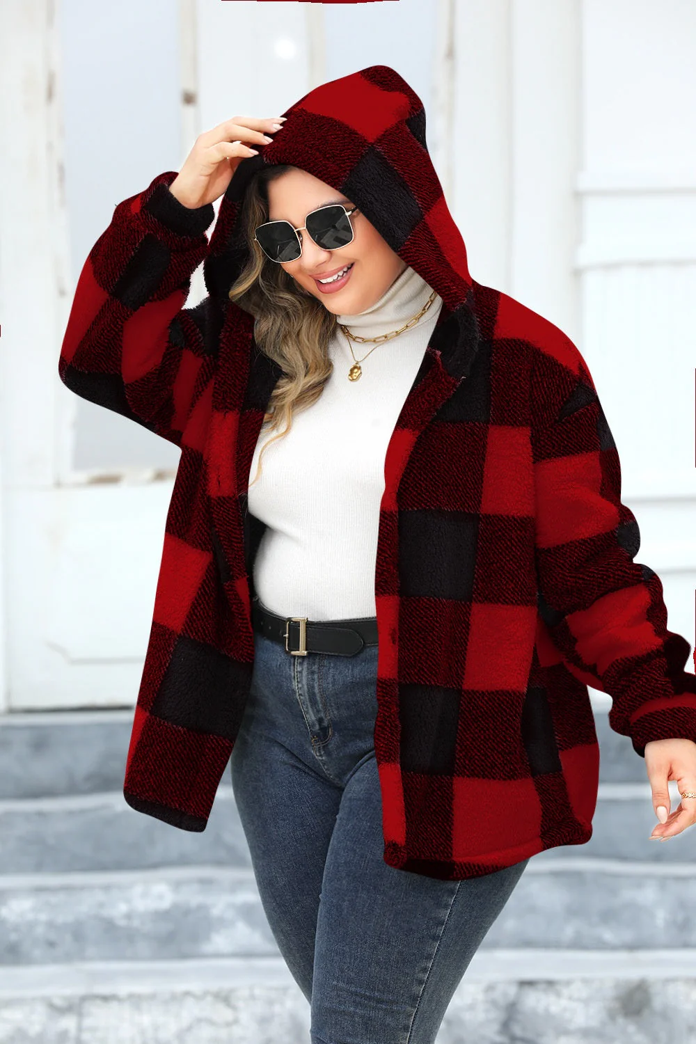 Isadora | Oversized checked hoodie with buttons - Image 11