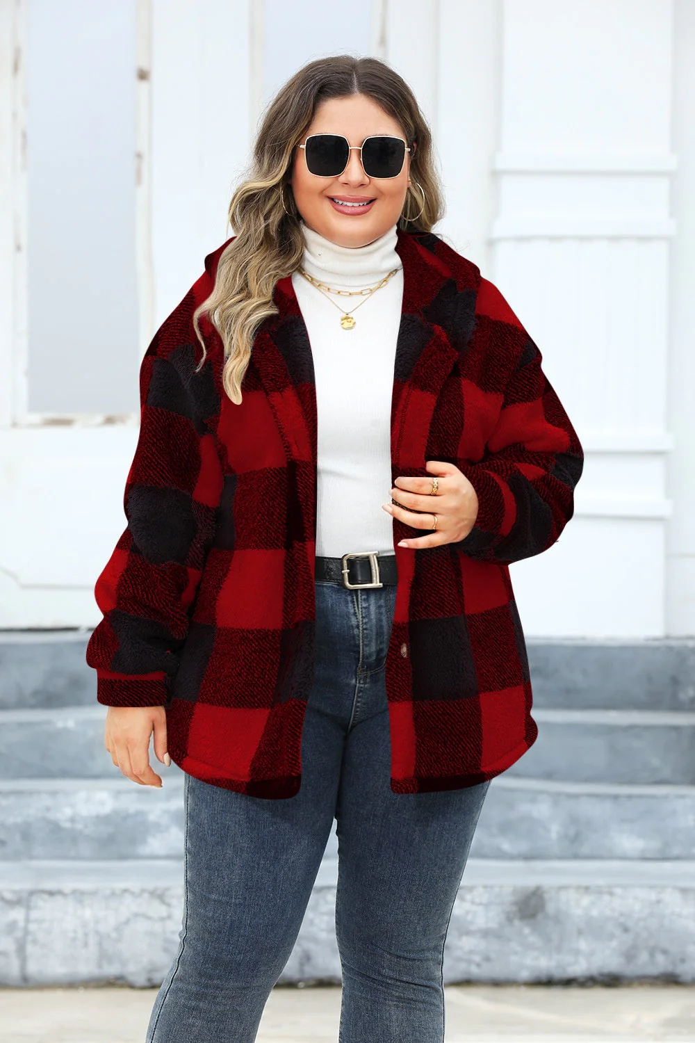 Isadora | Oversized checked hoodie with buttons - Image 12