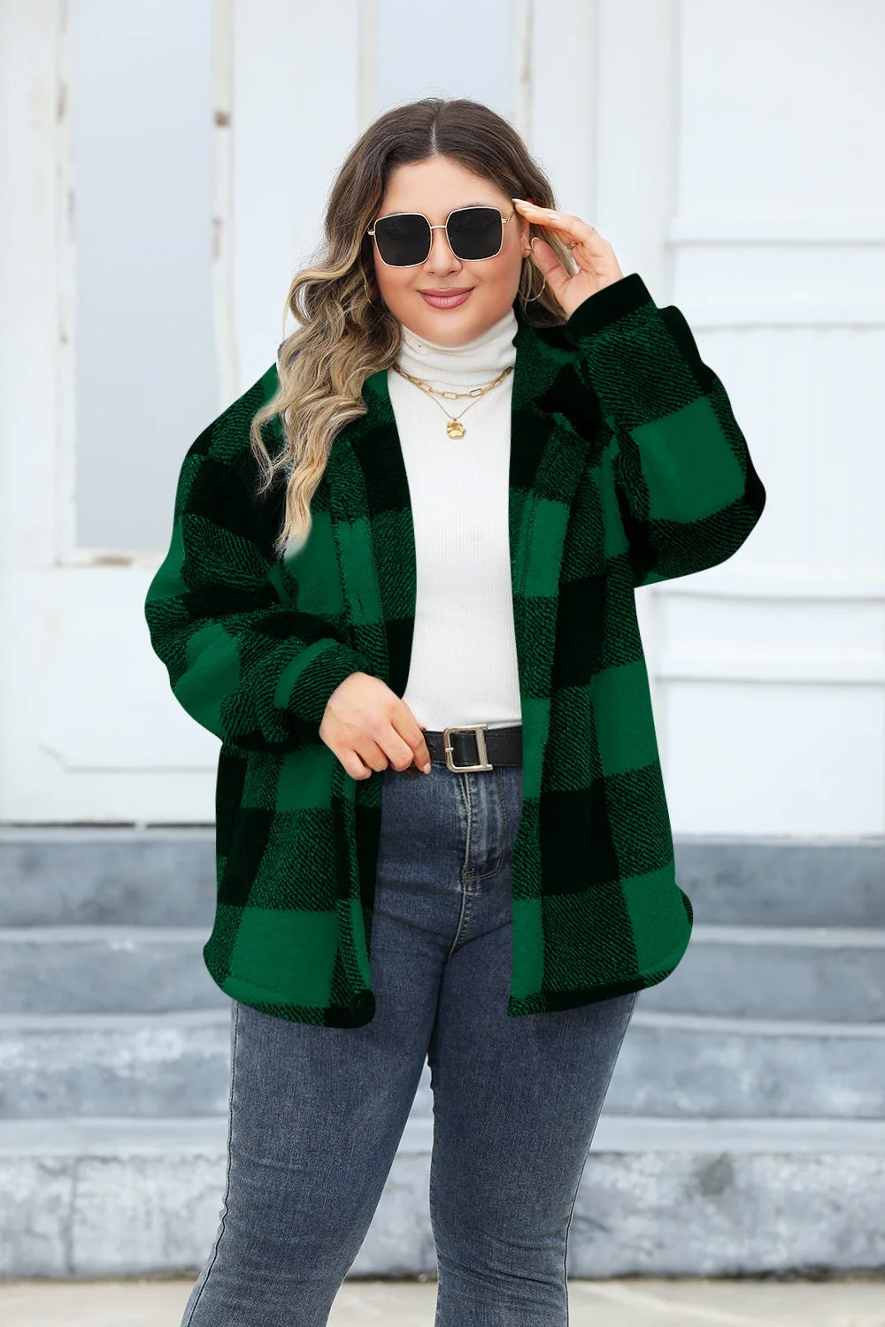 Isadora | Oversized checked hoodie with buttons - Image 7