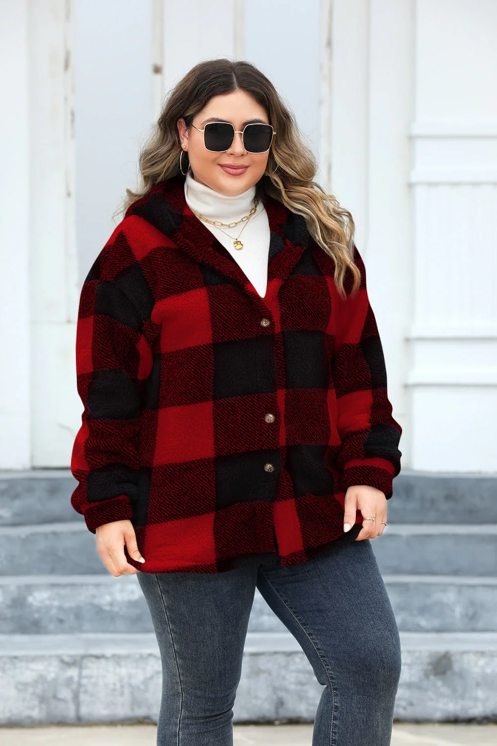 Isadora | Oversized checked hoodie with buttons - Image 9