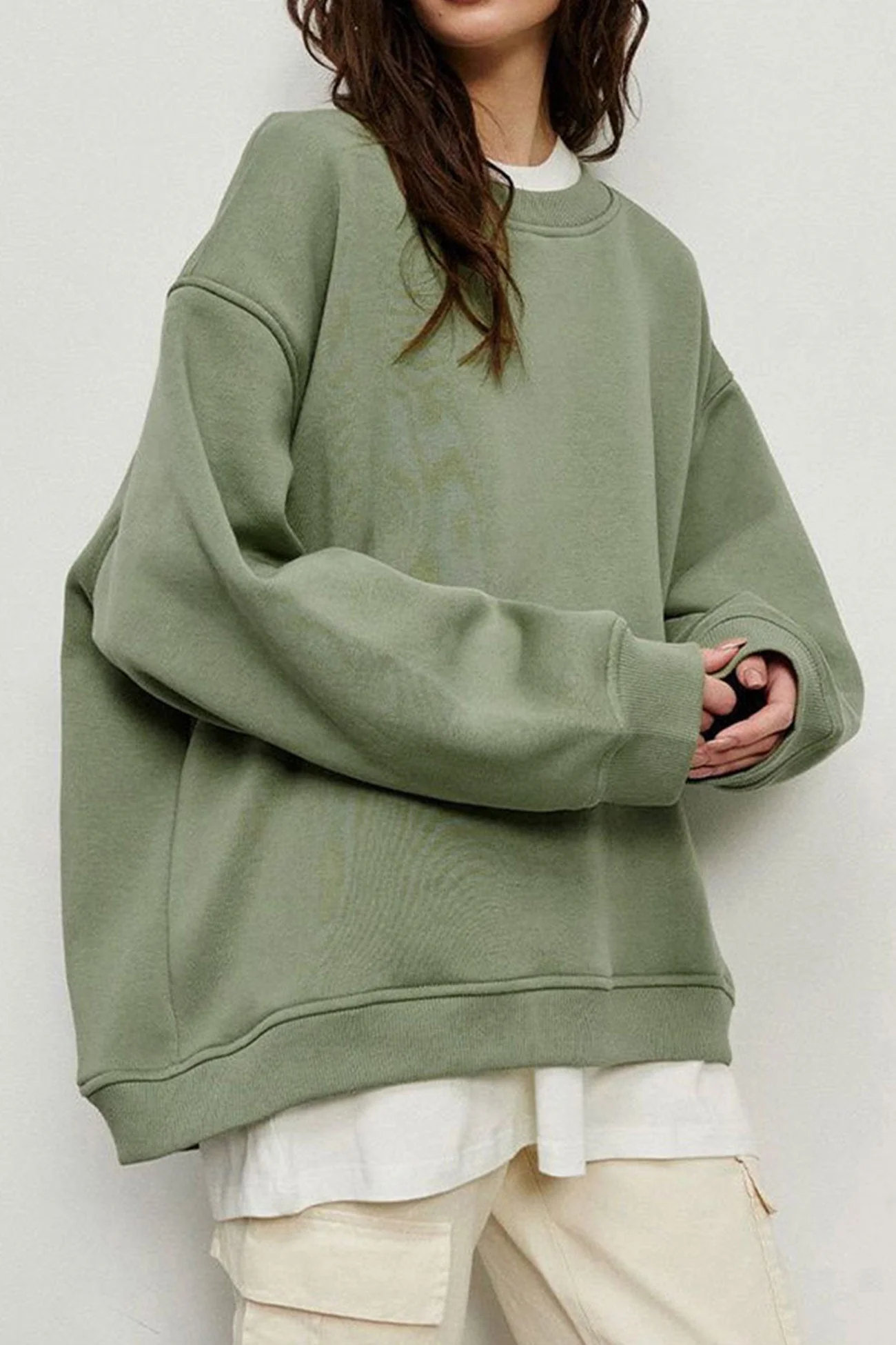 Isadora | Solid oversized crew neck sweatshirt - Image 12