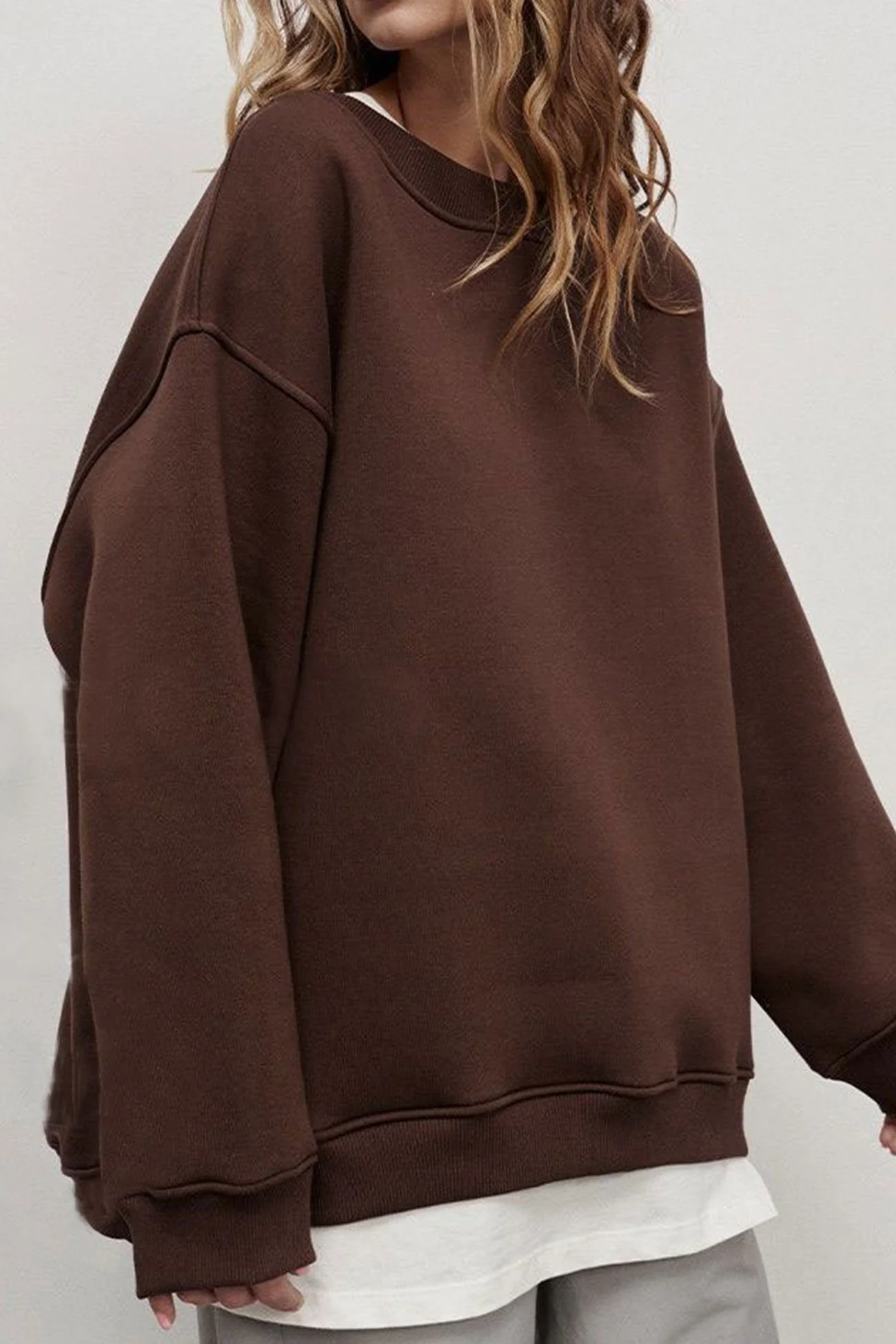 Isadora | Solid oversized crew neck sweatshirt - Image 22