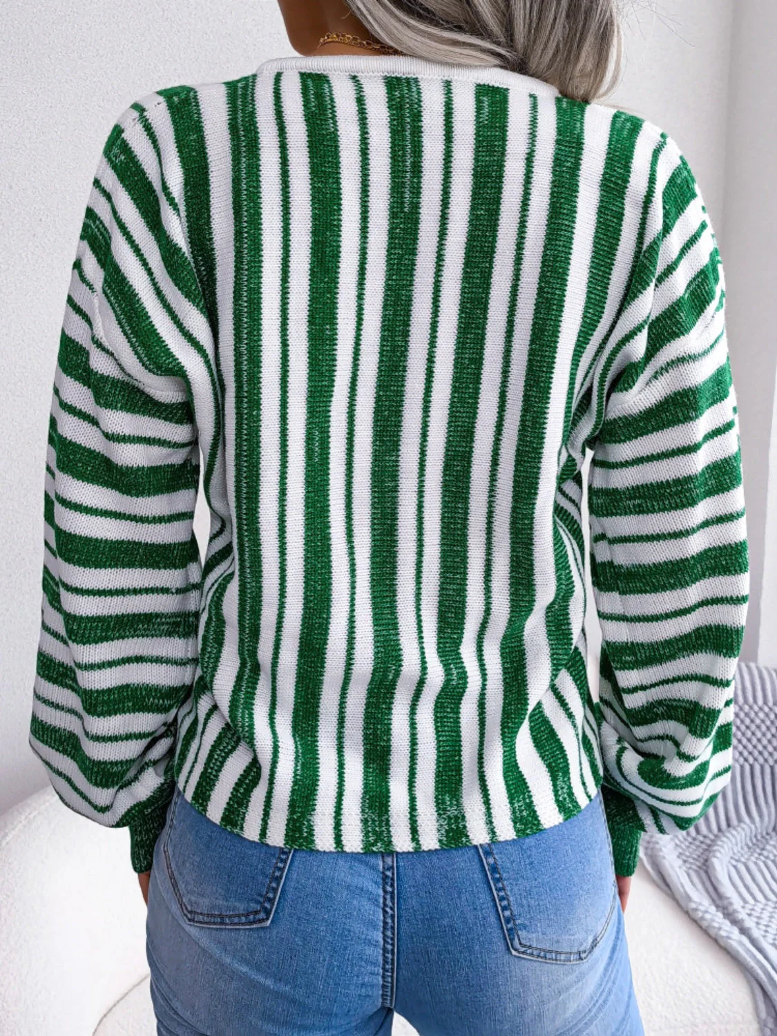 Isadora | Striped long-sleeved sweater with lacing - Image 12