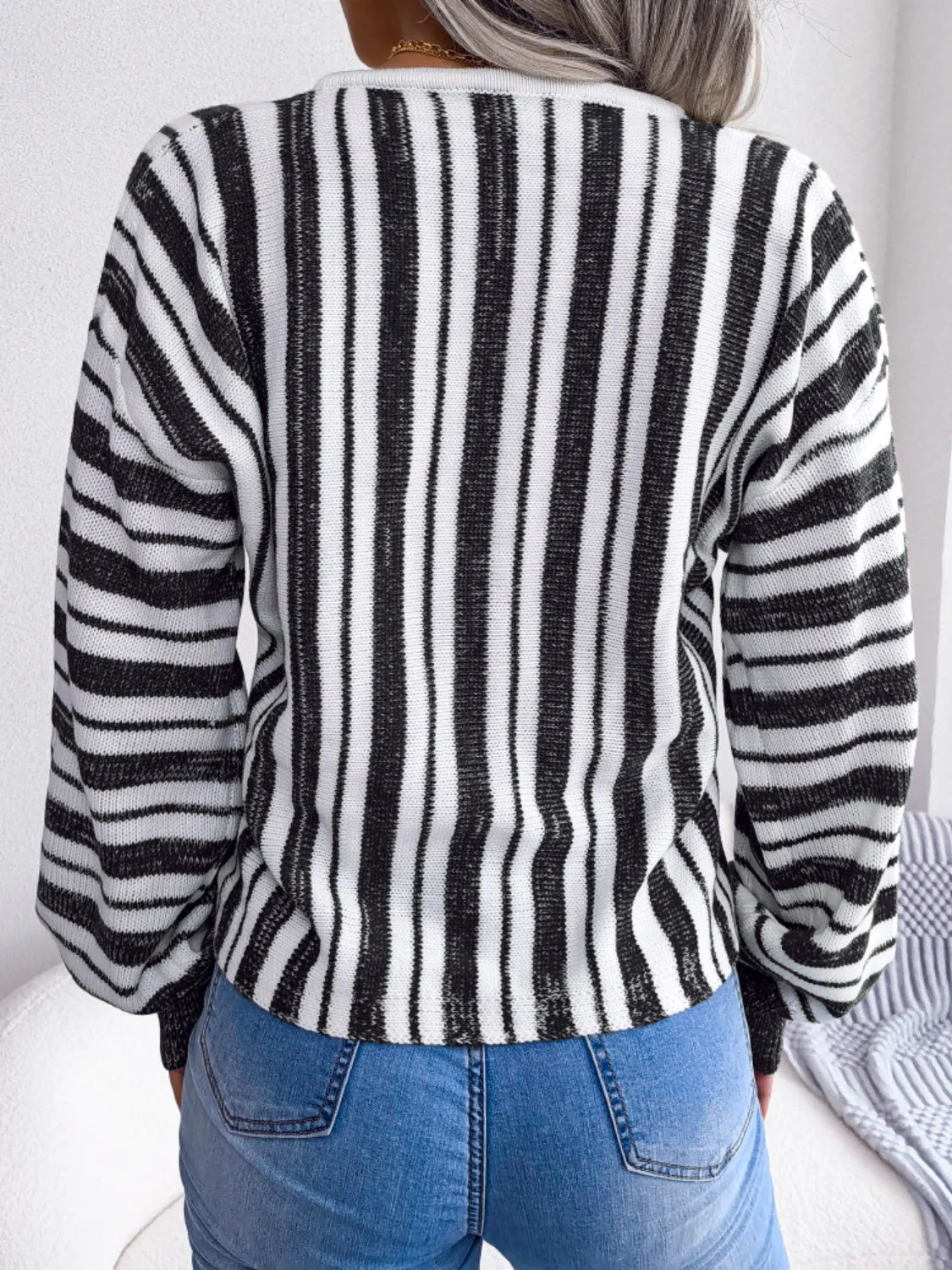 Isadora | Striped long-sleeved sweater with lacing - Image 18