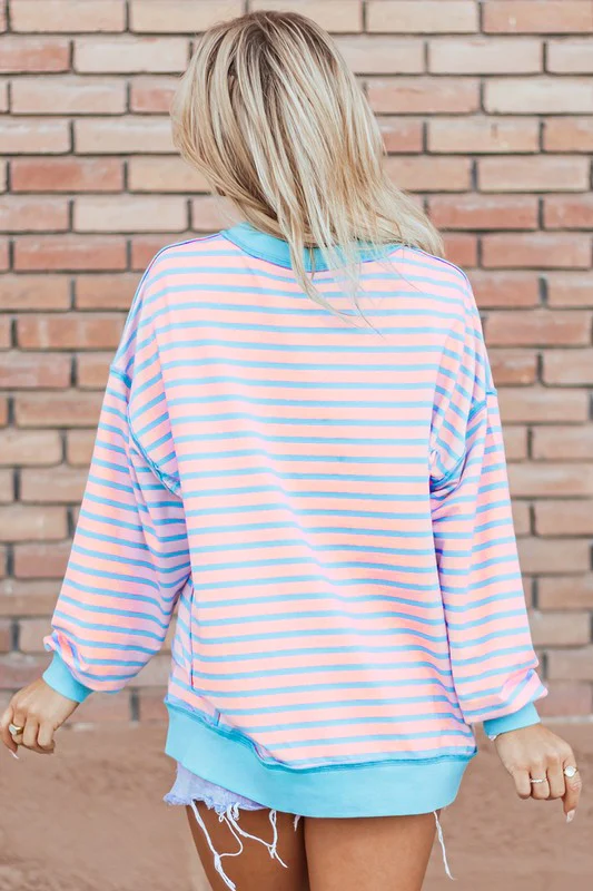 Isis | High-low pullover sweatshirt with stripes and contrast trim - Image 12