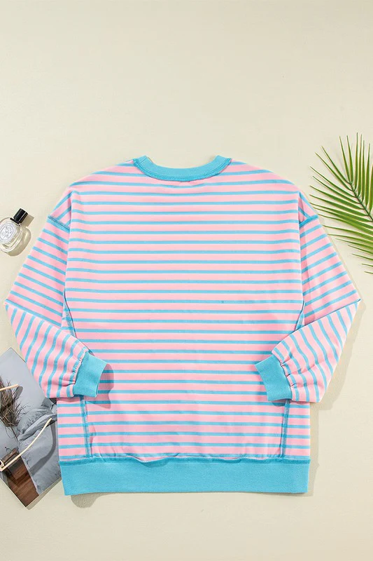 Isis | High-low pullover sweatshirt with stripes and contrast trim - Image 6