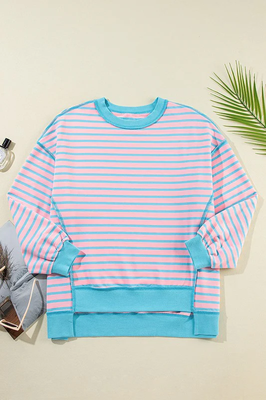 Isis | High-low pullover sweatshirt with stripes and contrast trim - Image 7