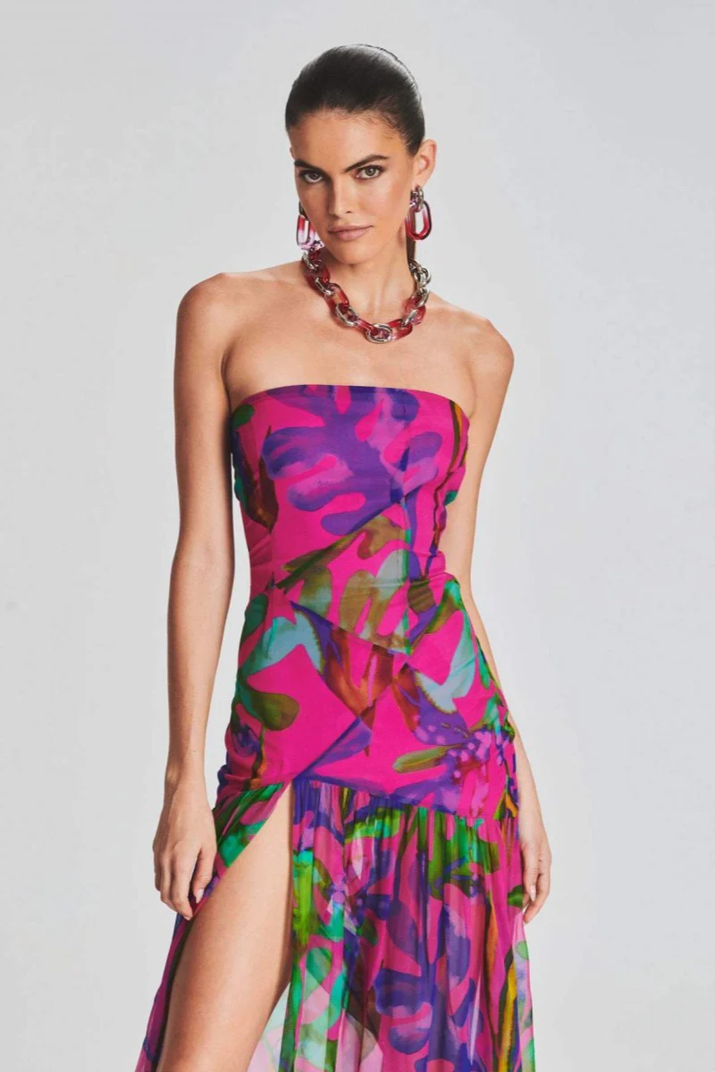 Isis® | Strapless Maxi Dress With Slit And Print - Image 2