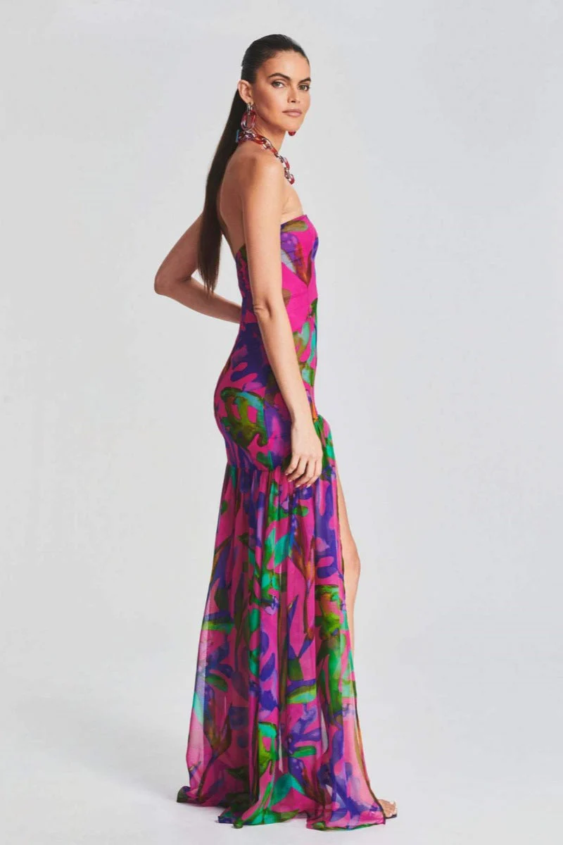 Isis® | Strapless Maxi Dress With Slit And Print - Image 3
