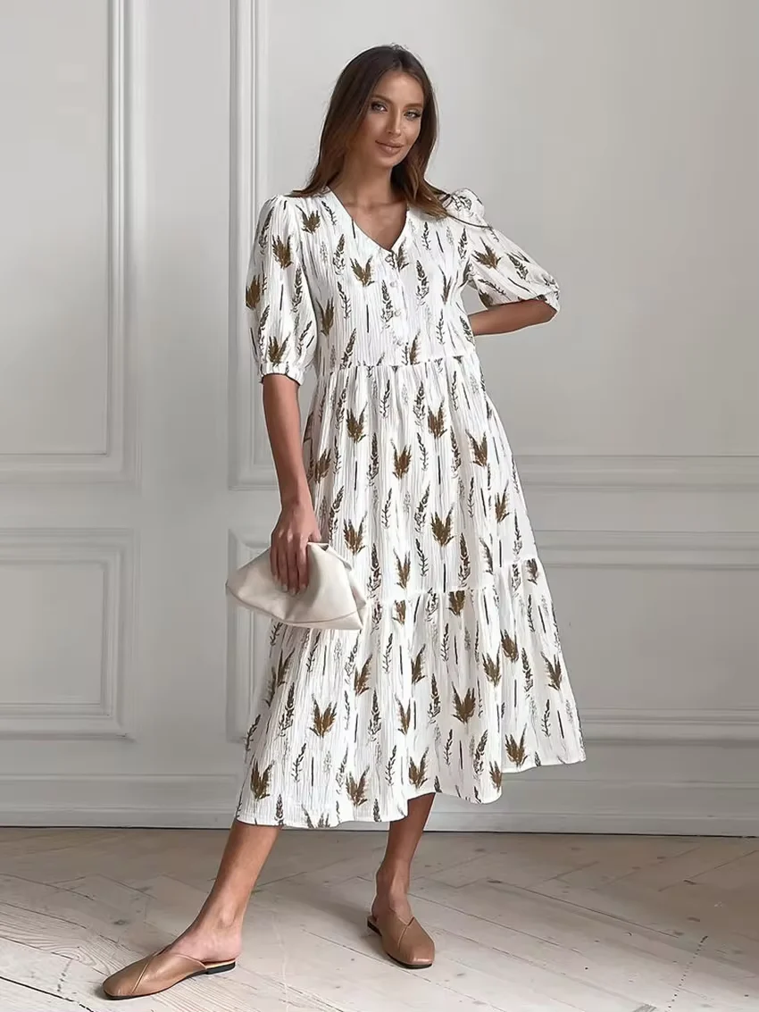 Isolda® | Summery Midi Dress With A V-Neck - Image 5