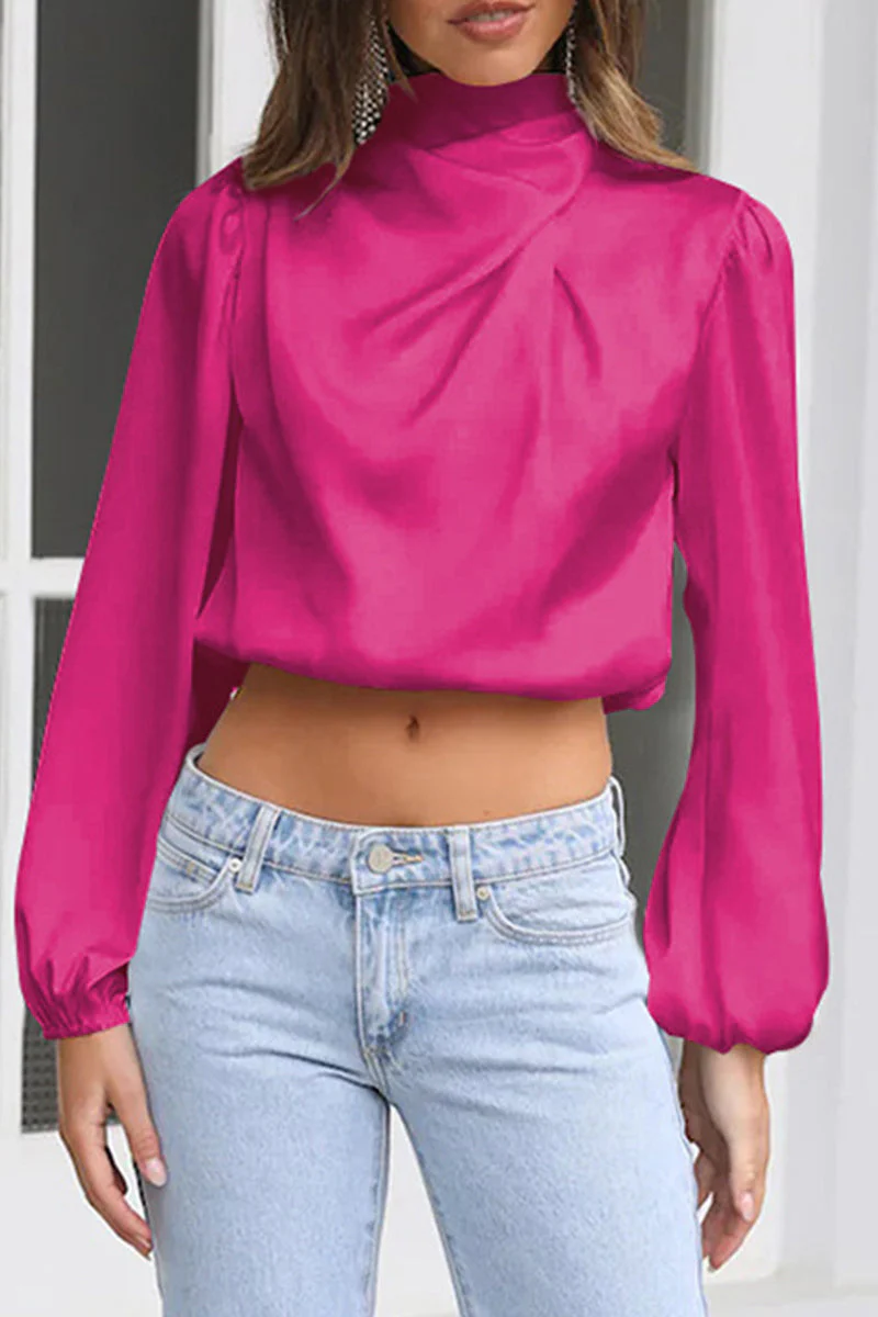 Itala® | Elegant Long-Sleeved Halterneck Blouse - Image 3