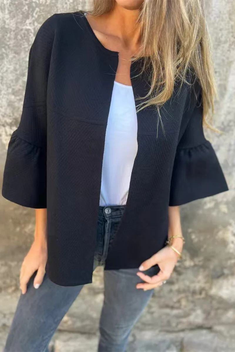 Ivana | Casual everyday outerwear with solid color ruffles