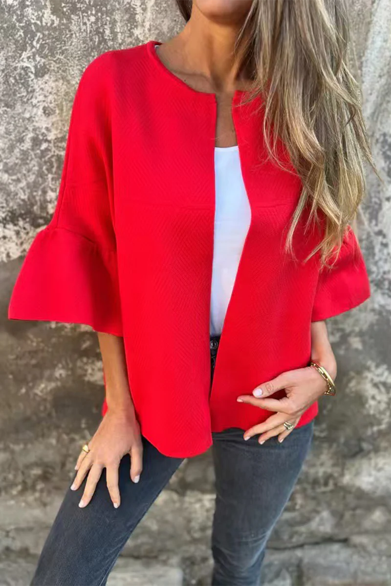 Ivana | Casual everyday outerwear with solid color ruffles - Image 2