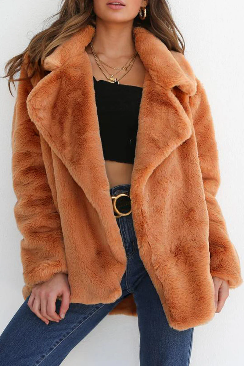 Ivana | Casual solid patchwork turn-down collar outerwear - Image 7