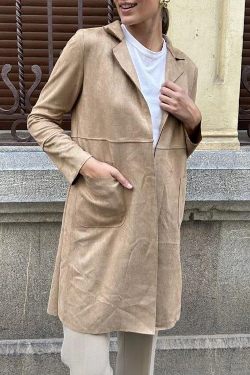 Ivonne | Street Simplicity Solid Pocket Lapel Collar Outerwear - Image 4