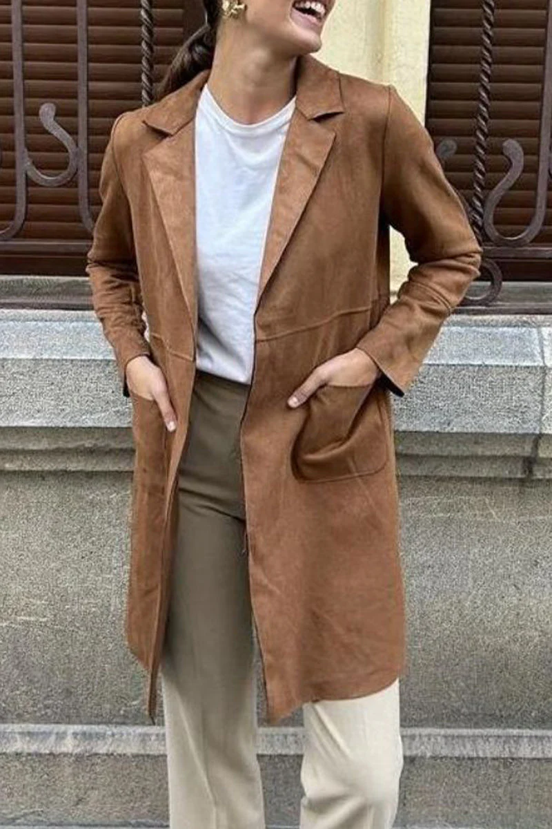 Ivonne | Street Simplicity Solid Pocket Lapel Collar Outerwear - Image 7
