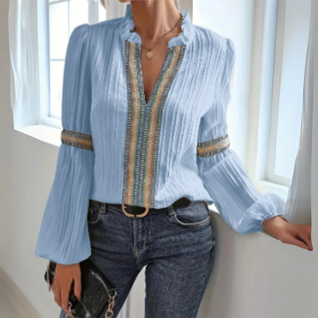 Jacinta | Boho chiffon blouse with long sleeves - Image 2
