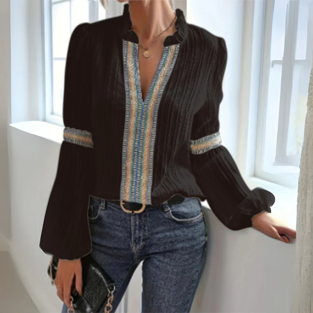 Jacinta | Boho chiffon blouse with long sleeves - Image 3