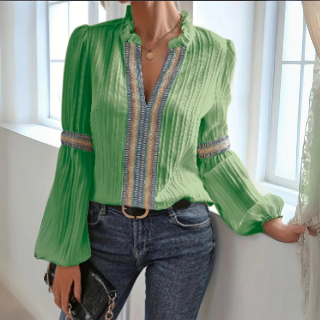 Jacinta | Boho chiffon blouse with long sleeves - Image 4
