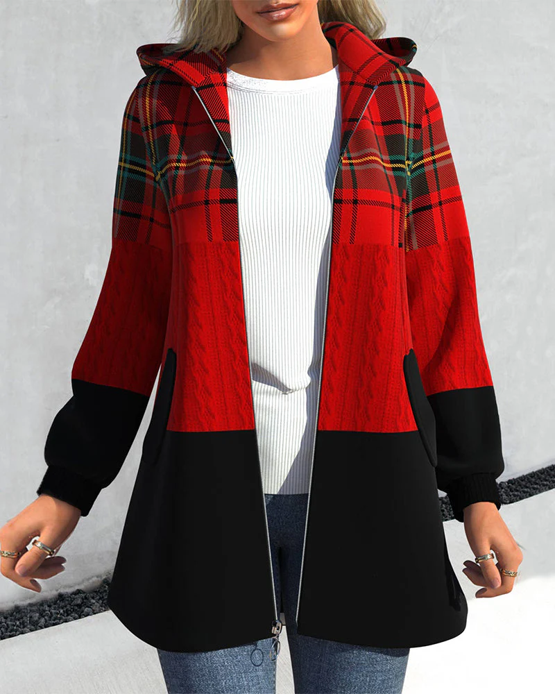 Jacqueline | Checked jacket with hood and zip
