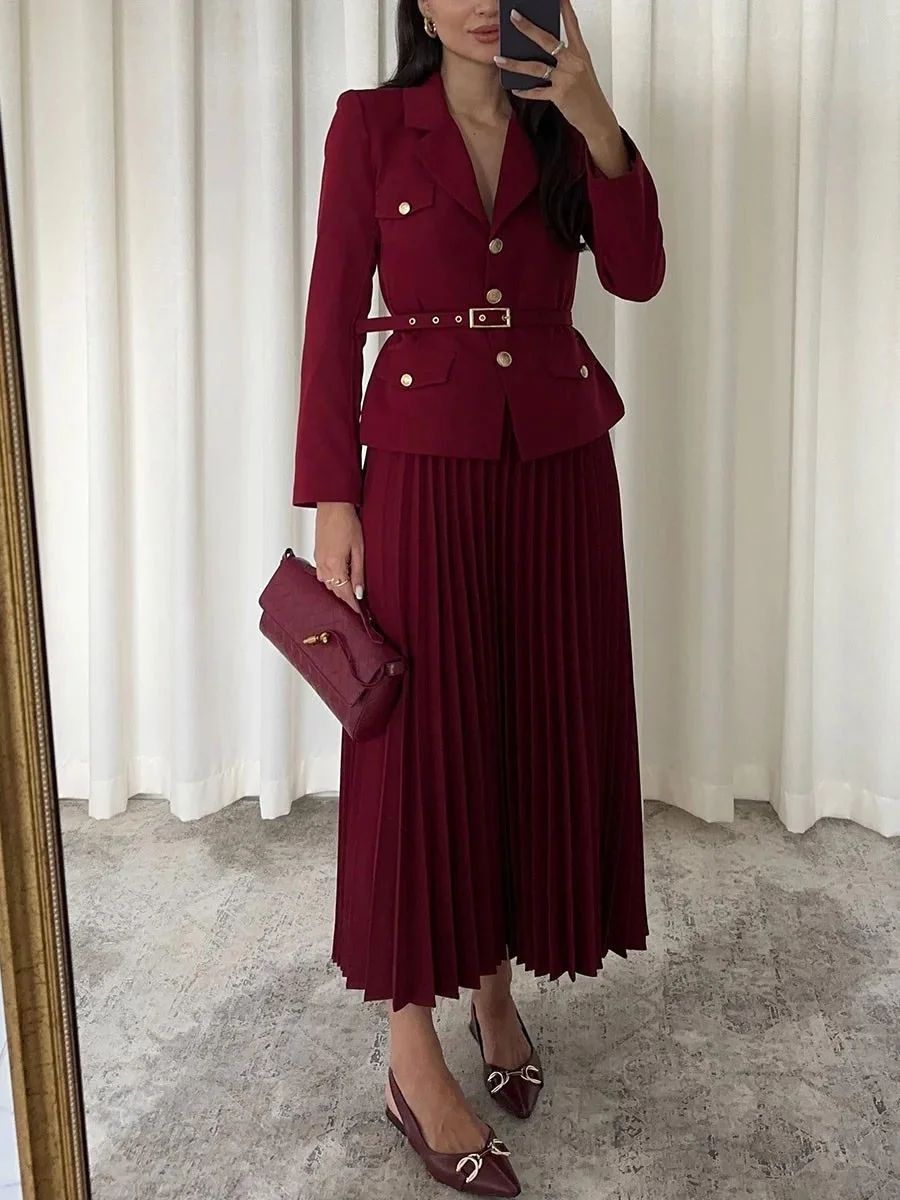 Jacqueline® | Elegant Blazer And Skirt Set For Women