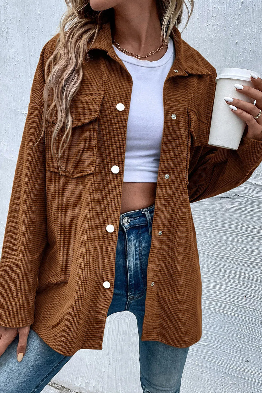 Jacqueline | Long sleeve jacket with pockets and snap buttons - Image 3