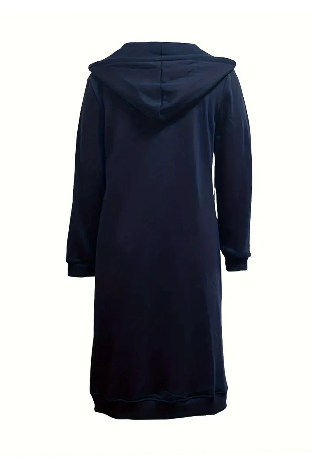 Jacqueline | Solid long cardigan with hood and drawstring and zip fastening - Image 11