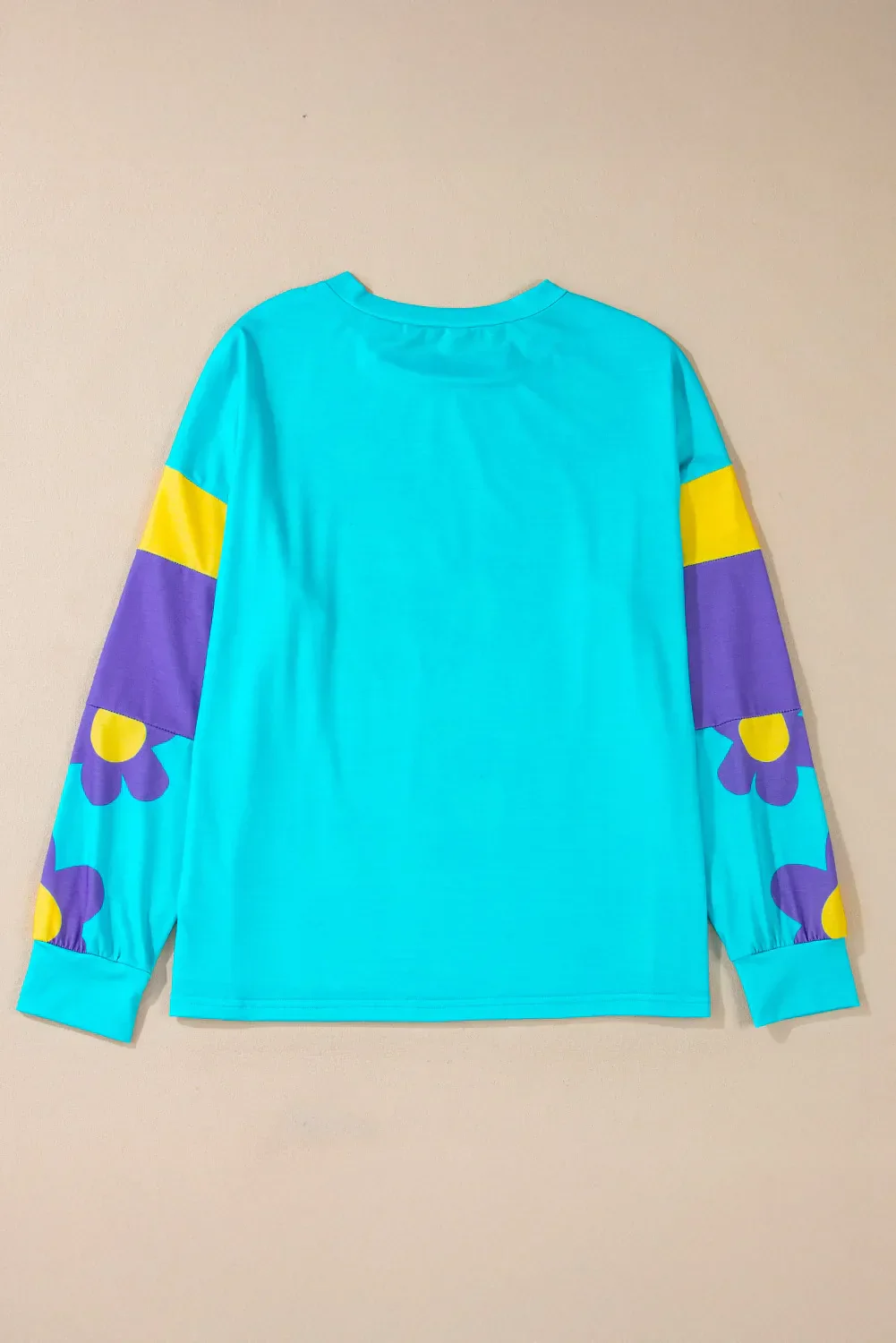 Jana | Long-sleeved blouse with a contrasting floral crew neck - Image 3
