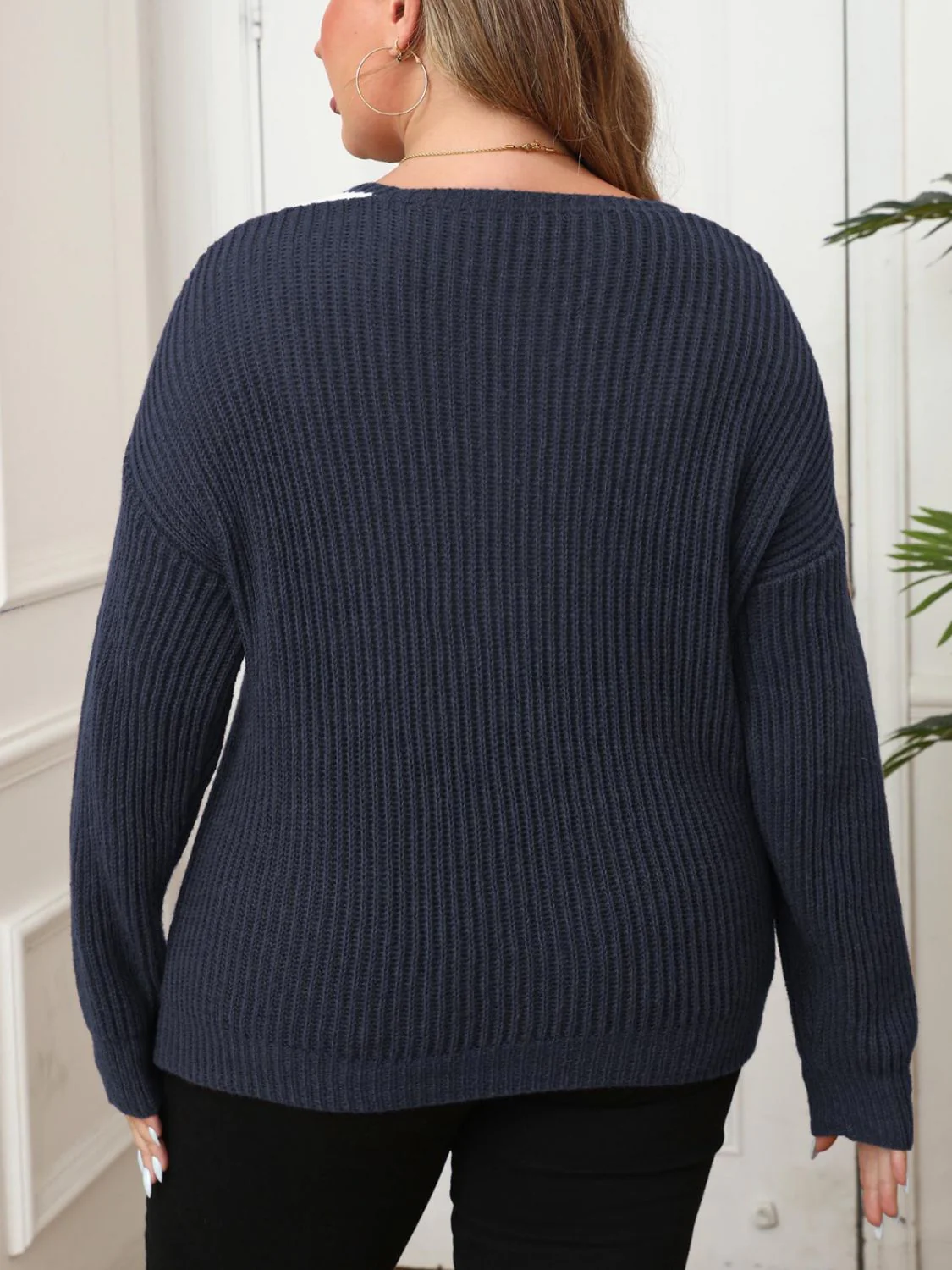 Jana | Plus size sweater with long sleeves and contrast dropped shoulders - Image 6
