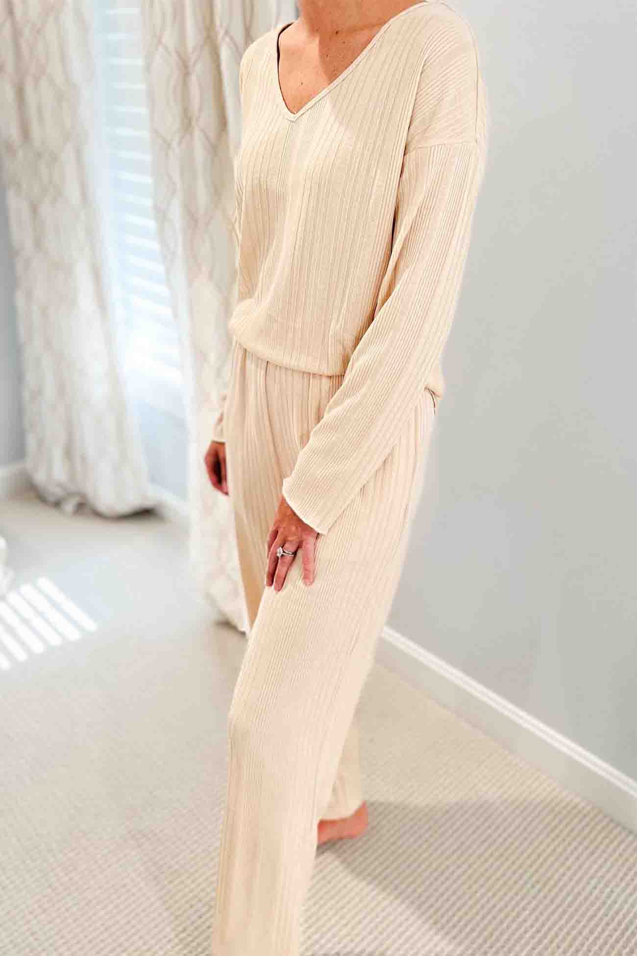 Jana | Ribbed V-neck long sleeve two piece set - Image 7