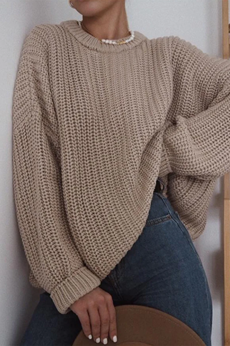 Janet | Casual daily woven O-neck sweaters