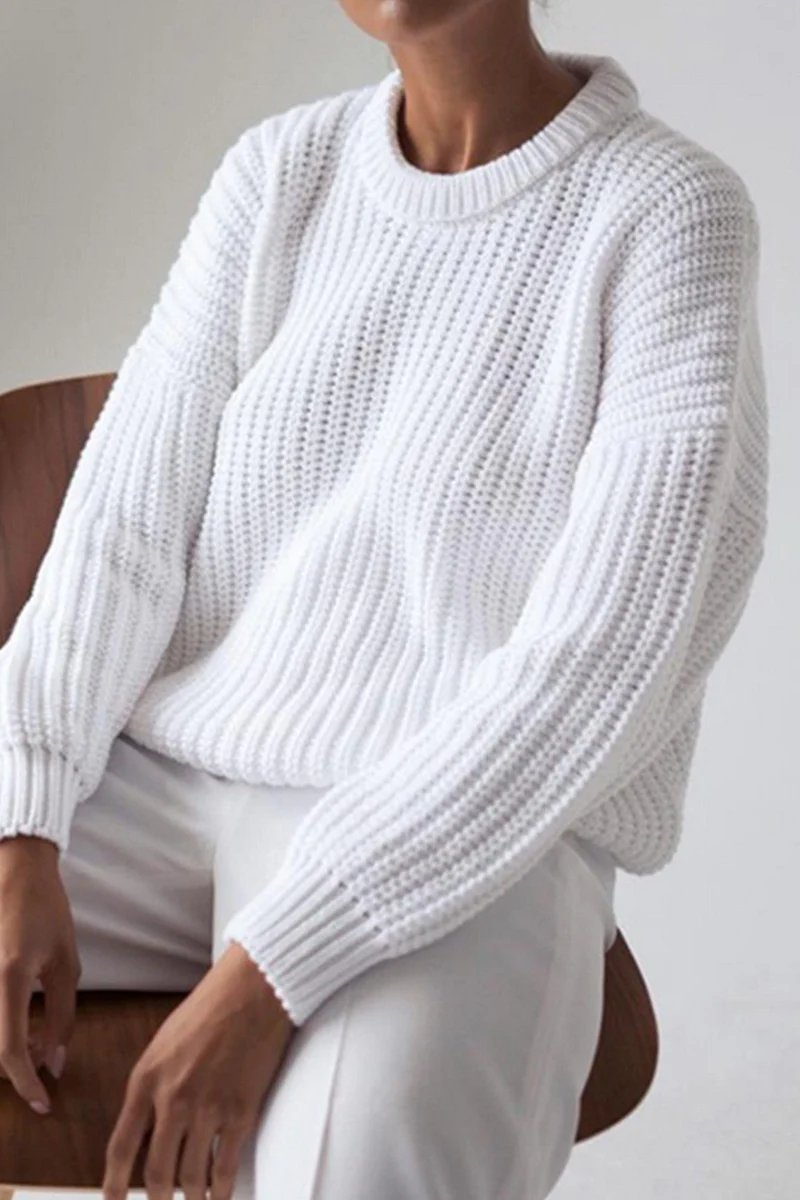 Janet | Casual daily woven O-neck sweaters - Image 5