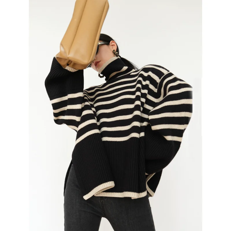 Janet | Striped turtleneck sweater for women - Image 2