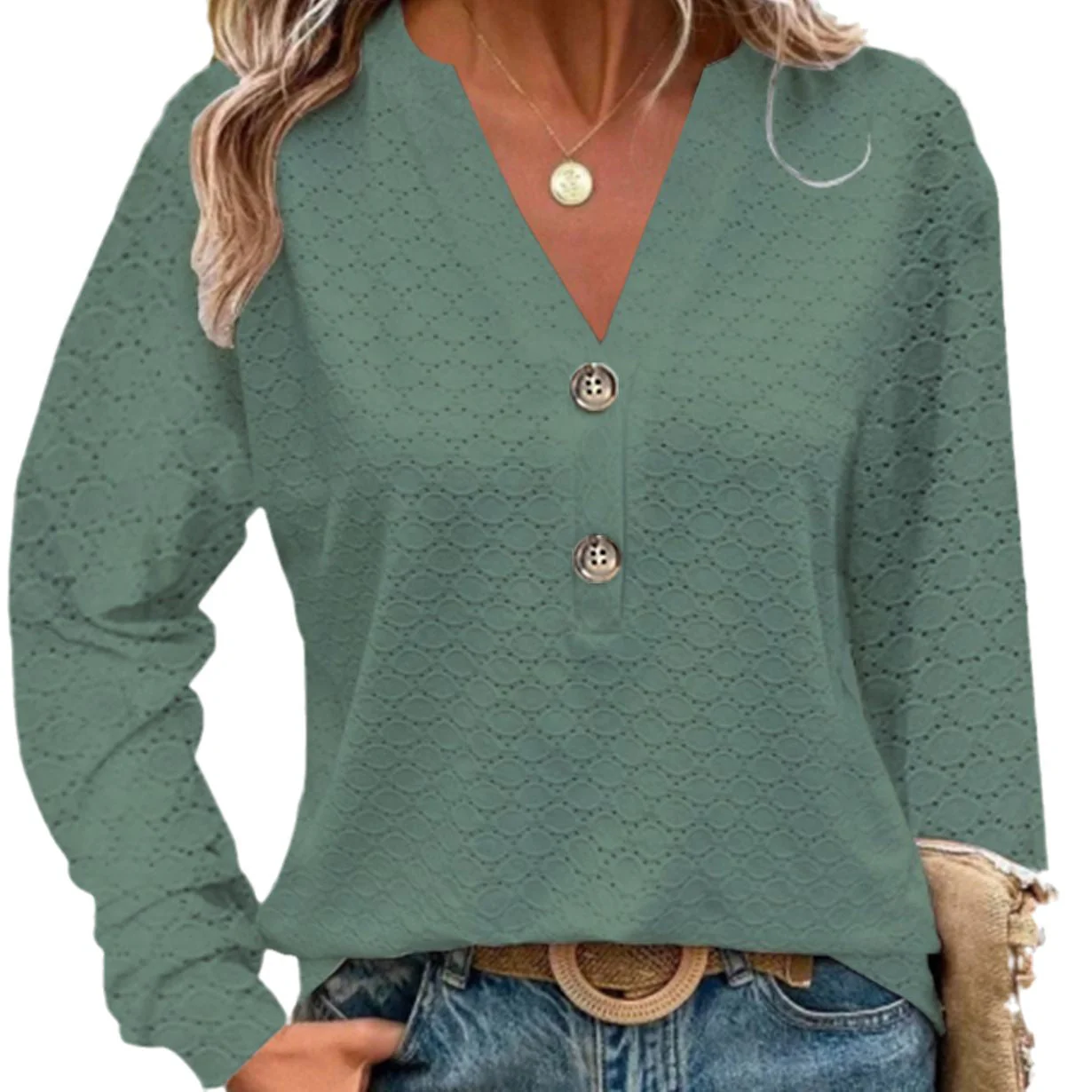 Janeth® | Women'S Blouse With Sophisticated Lace Pattern And Decorative Button Details - Image 5
