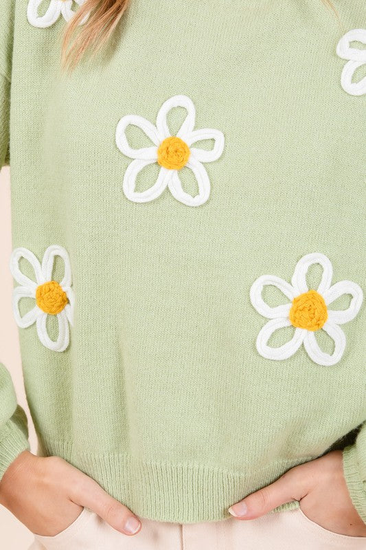 Janine | Knitted sweater with floral embroidery - Image 4